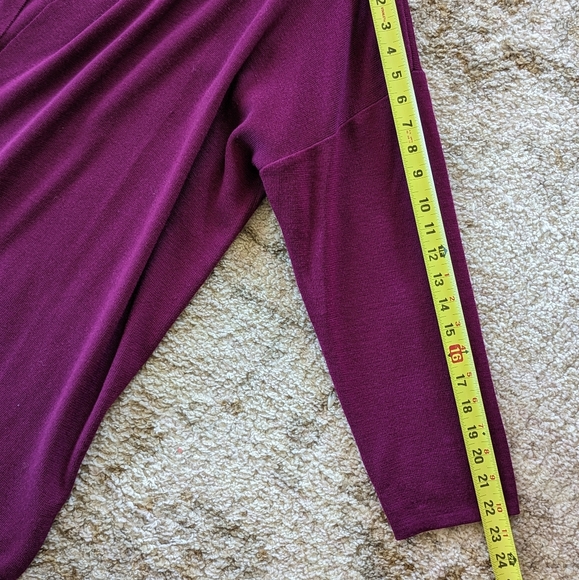Vintage 90s Dana Buchman Purple Sweater Open Cardigan 100% Wool Drop Shoulder M - Picture 7 of 9